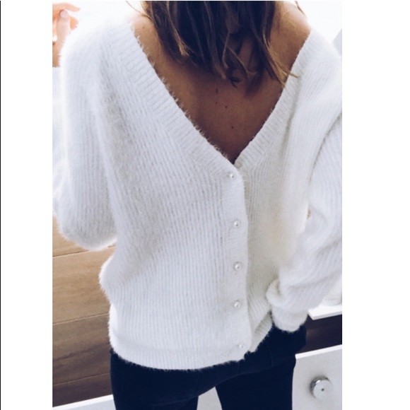 Fluffy v neck cardigan Clearance